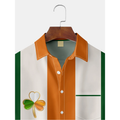 Orange And Green St. Patrick's Day Lucky Clover Hawaiian Golf Shirt, Tropical Vibe Men's Golf Shirt