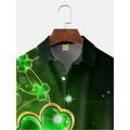 Irish Parade Green St. Patrick's Day Lucky Clover Hawaiian Golf Shirt, St Paddy's Day Tropical Vibe Men's Golf Shirt