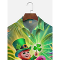 St. Patrick's Day Pygmy Hawaiian Flamingo Hawaiian Golf Shirt, St Paddy's Day Tropical Vibe Men's Golf Shirt