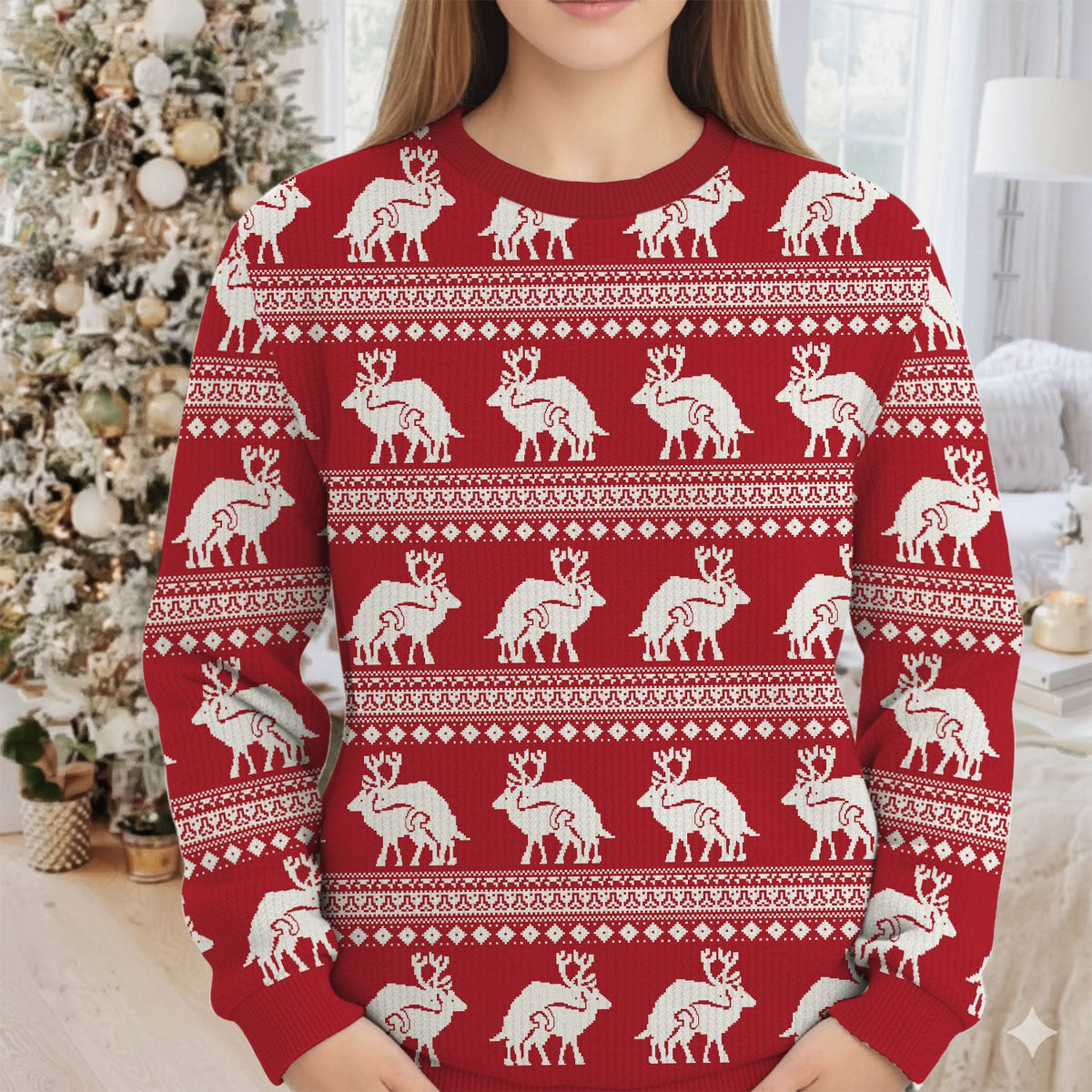 Reindeer Humping Seamless Pattern Golf Shirt, Golf Ugly Sweater, Christmas Golf Shirt, Golf Sweater