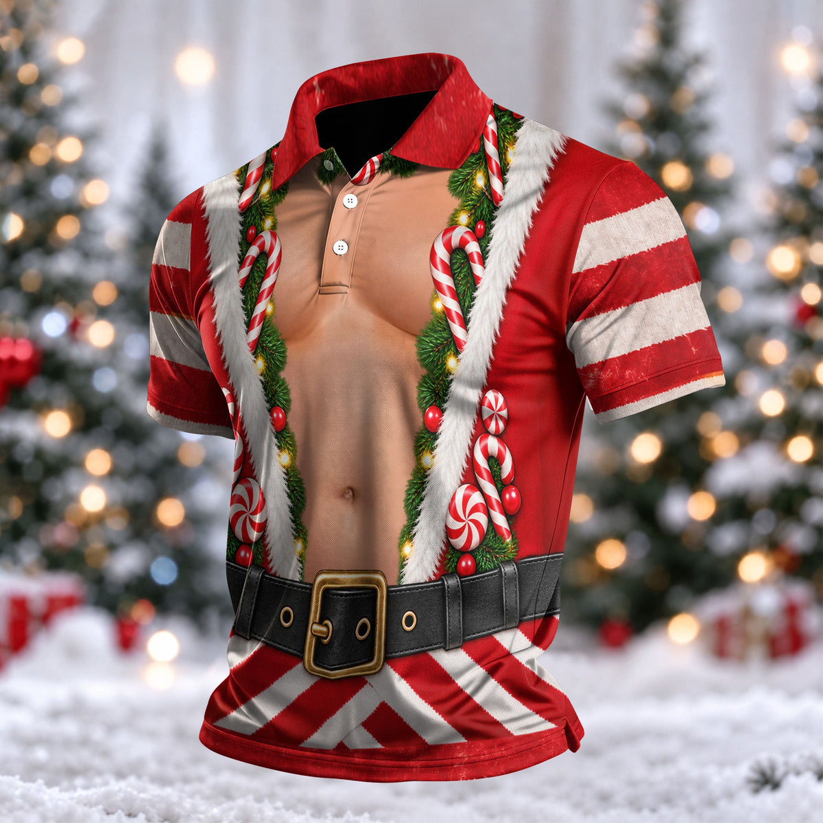 Candy Cane Santa Suit Christmas Golf Shirt, Mens Golf Shirts, Golf Apparel For Men