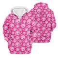 Pink Stitched Skull Halloween Golf Polo Shirt, Golf Shirts For Men, Mens Golf Apparel