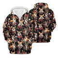 Cute Corgi Floral Hawaiian Pattern Polo Shirt, Mens Golf Polo, Funny Golf Shirt