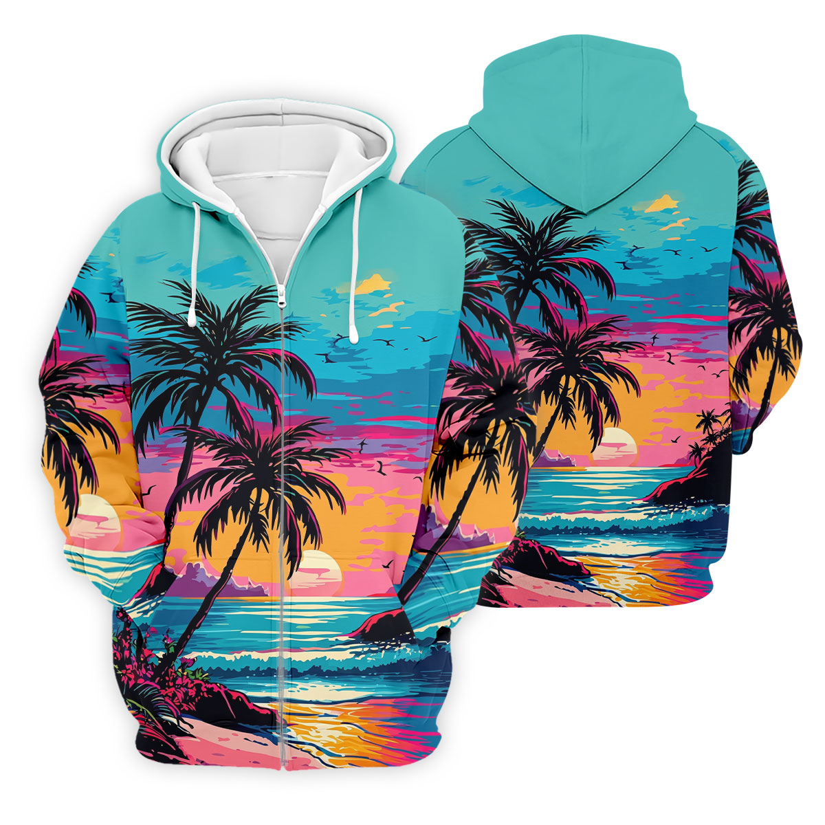 Tropical Sunset Palm Tree Hawaiian Golf Shirt, Men’s Golf Shirt, Golf Shirts For Men