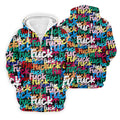 Bold Colorful Fuck Graffiti Typography Golf Shirt, Men's Golf Shirt, Golf Apparel For Men