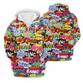 Comic Pop Art Golf Shirt, Retro Speech Bubble Pattern, Polo Shirts For Men