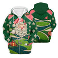 Christmas Winking Santa Golf Polo Shirt, Christmas Golf Shirt, Mens Golf Apparel