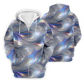 Silver Marble Golf Shirt, Futuristic Holographic Wave Pattern, Golf Shirt For Men