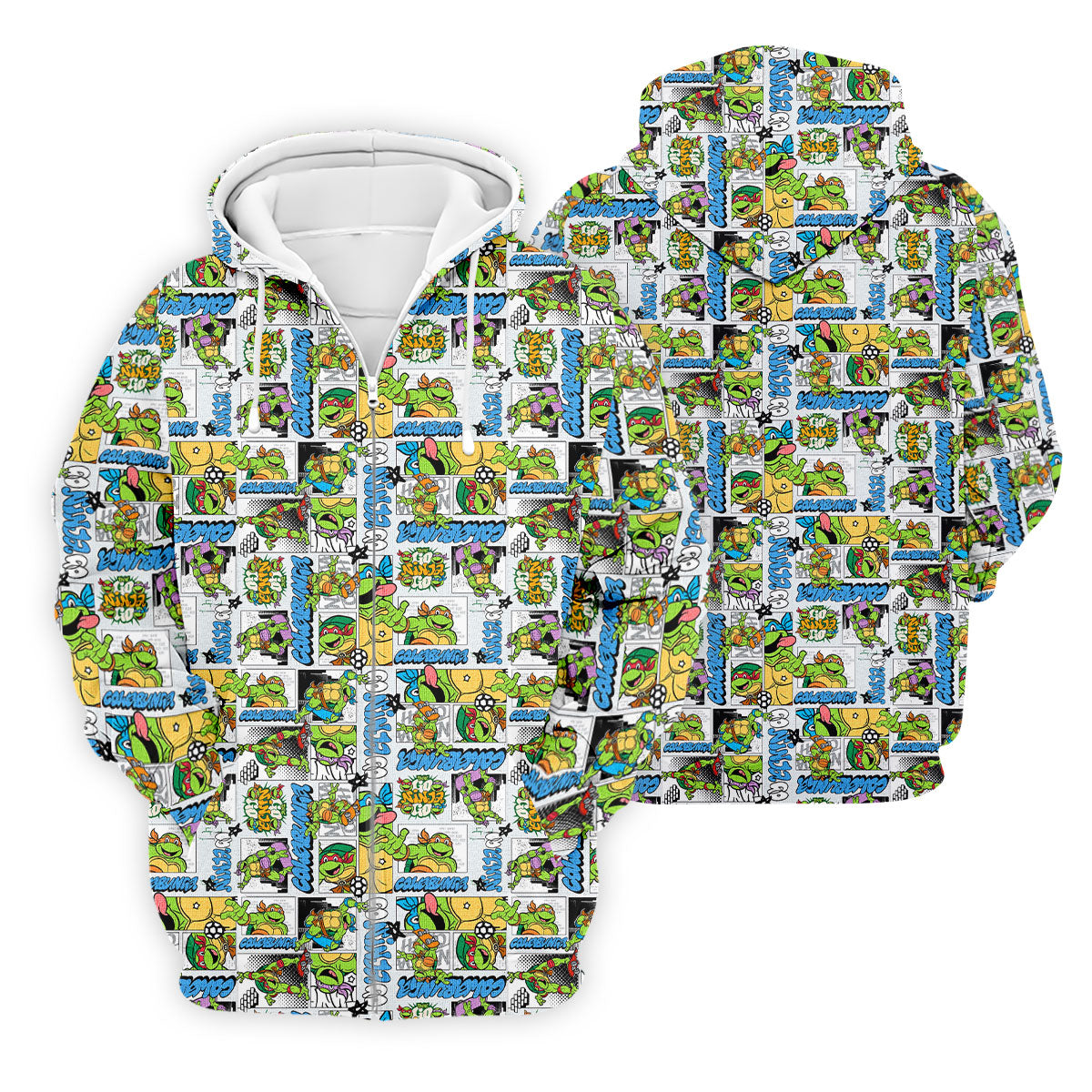 Funny Ninja Turtle Comic Hawaiian Golf Shirt, Mens Golf Polo, Golf Apparel For Men