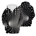 3D Vortex Golf Shirt, Black White Optical Illusion Tunnel Pattern, Golf Shirt For Men
