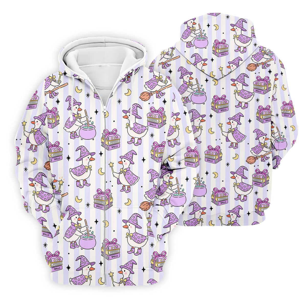 Halloween Witch Goose Purple Pastel Fun Golf Shirts For Men, Polo Shirts For Men, Golfing Apparel