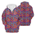 Colorful Mandala Floral Pattern Zip Hoodie, Graphic Zip Hoodie, Hooded Sweatshirt For Men