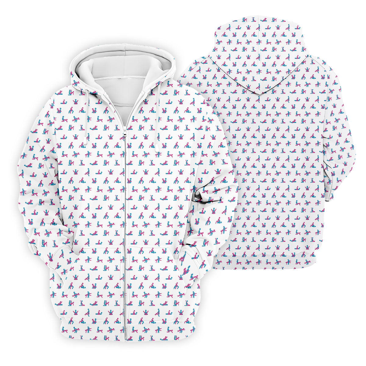 Blue And Pink Naughty Stick People White Golf Shirt, Polo Shirts For Men, Golf Gift For Men