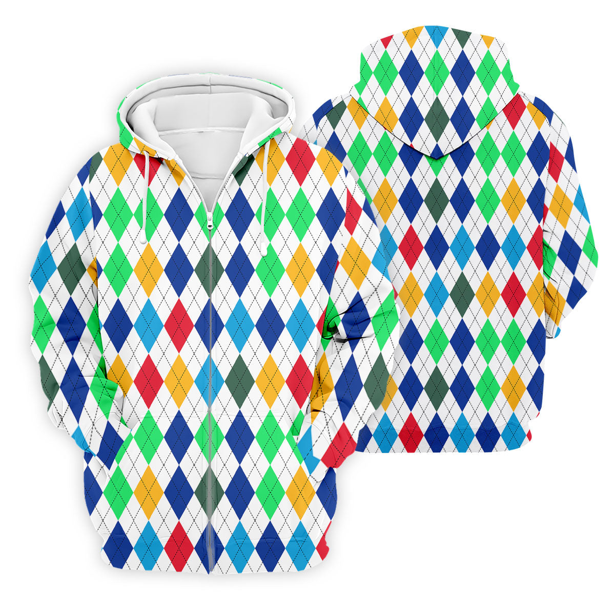 Colorful Argyle Golf Shirt, Classic Diamond Pattern Polo, Polo Shirts For Men