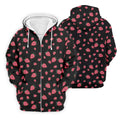 Strawberry Slice Black Golf Shirt, Men's Golf Shirt, Hawaiian Golf Shirt, Golf Shirts For Men