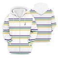 Mardi Gras Purple Green Gold Stripe Pattern Golf Tops For Men, Men's White Polo, Golf Shirts For Men