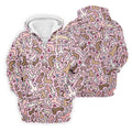 Funny Adult Doodle Pink Pattern Polo Shirt, Mens Golf Polo, Golf Shirts For Men