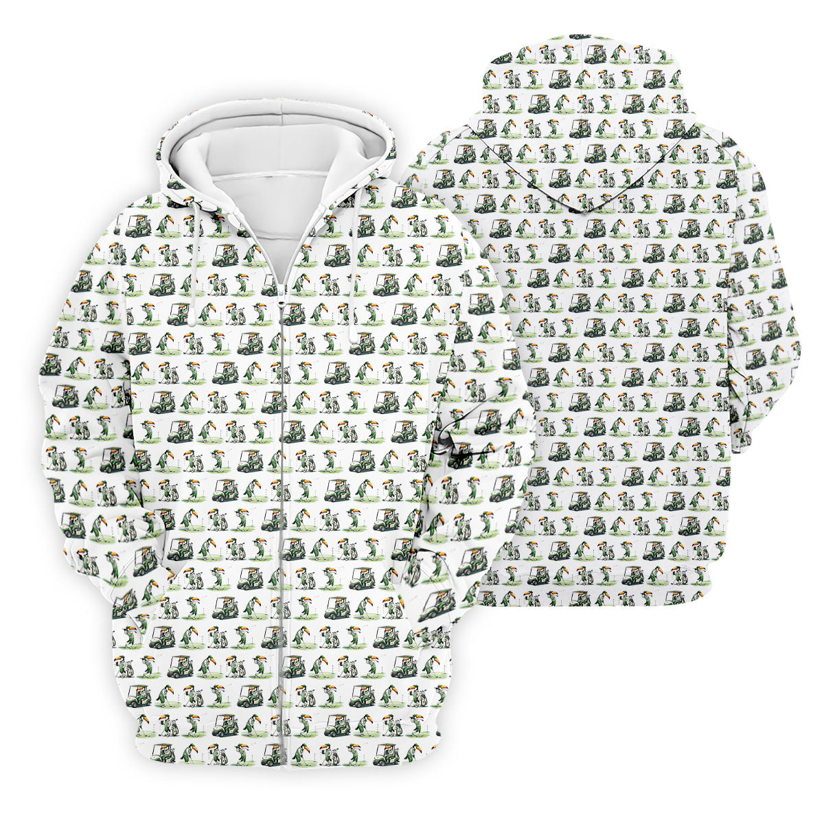 Funny Toucan Golf Pose White And Green Golf Tops For Men, Polo Shirts For Men, Golf Shirts For Men