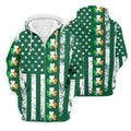 Irish Shamrock Vertical Stripes St Patrick's Day Golf Shirt, Polo Shirts For Men, Golf Shirts For Men