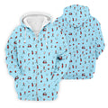 Blue Golf Player Pattern Polo Shirt, Golf Polo Shirts For Men, Printed Golf Shirts