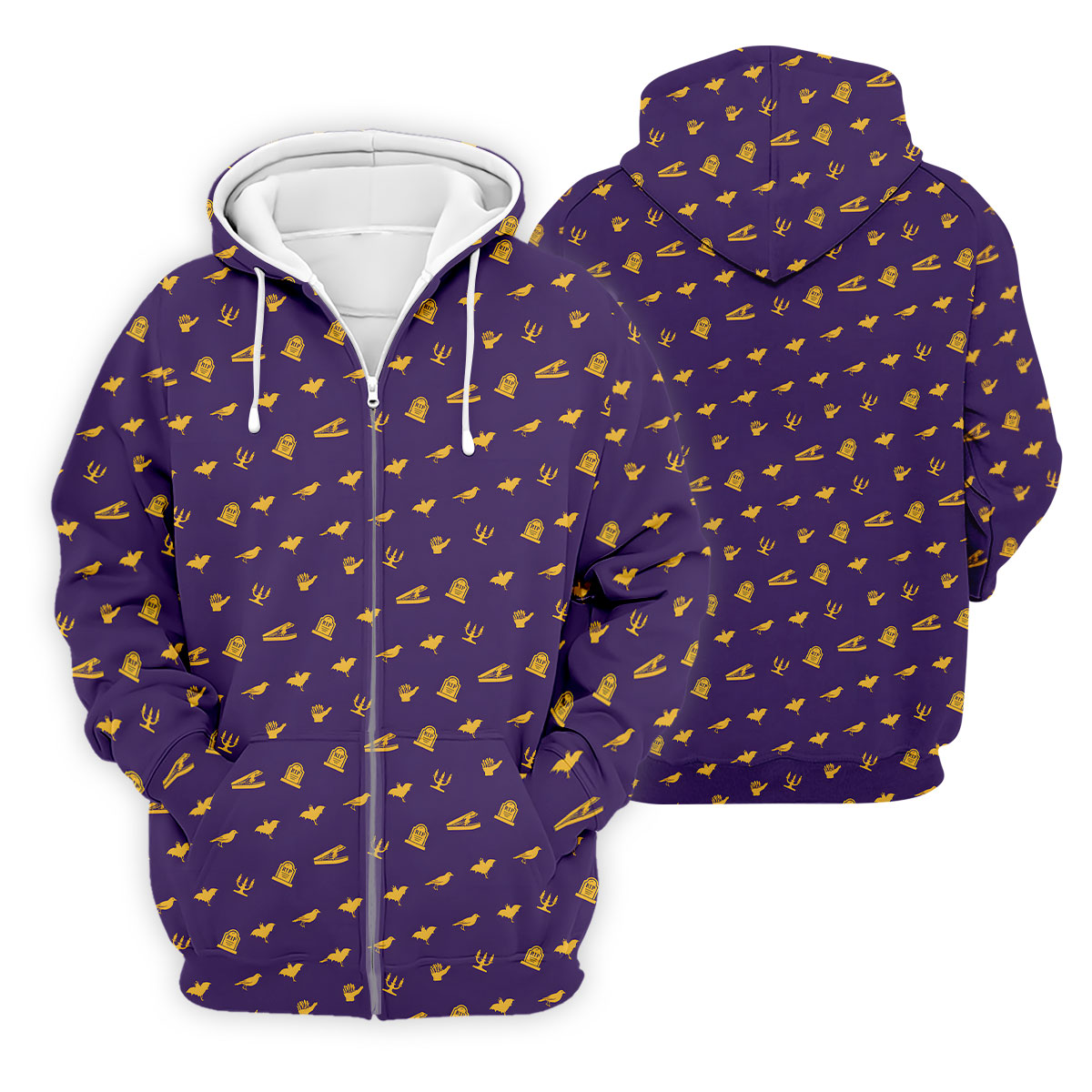 Purple Gravestone Bat Halloween Pattern Polo Shirt, Golf Shirts For Men, Mens Polo Shirts