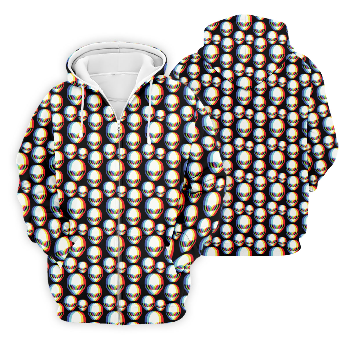 Retro Alien Head Pattern Golf Shirt, Men’s Golf Shirt, Golf Polo Shirts For Men
