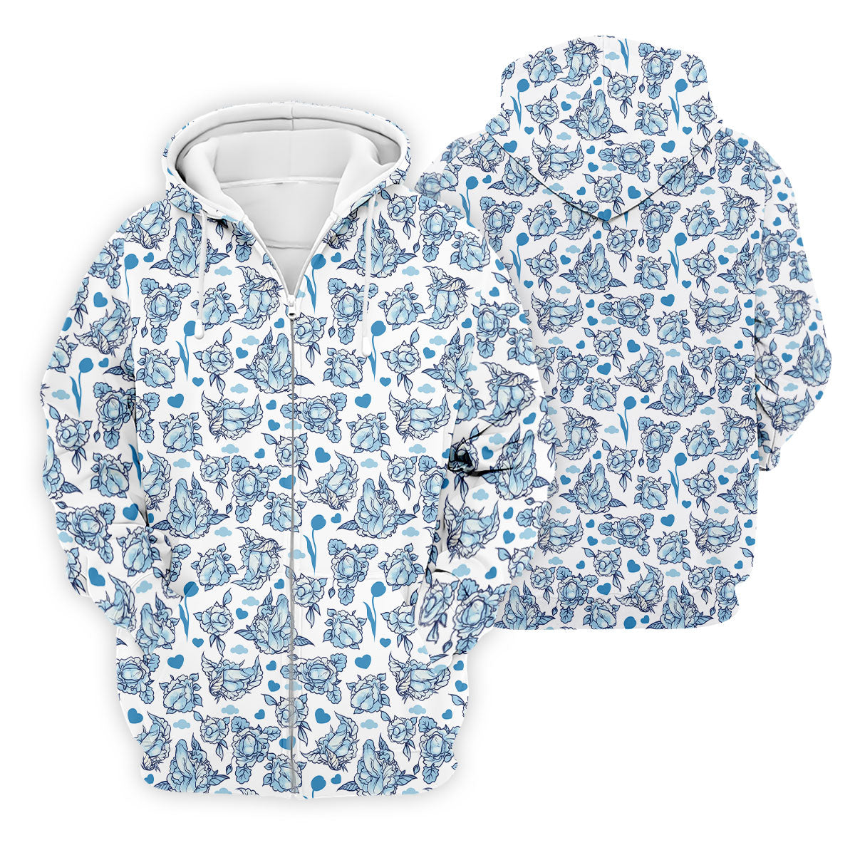 Funny Blue Rose Floral Pattern Men's Golf Shirt, Dirty Humor Polo Shirts For Men, Printed Golf Shirts