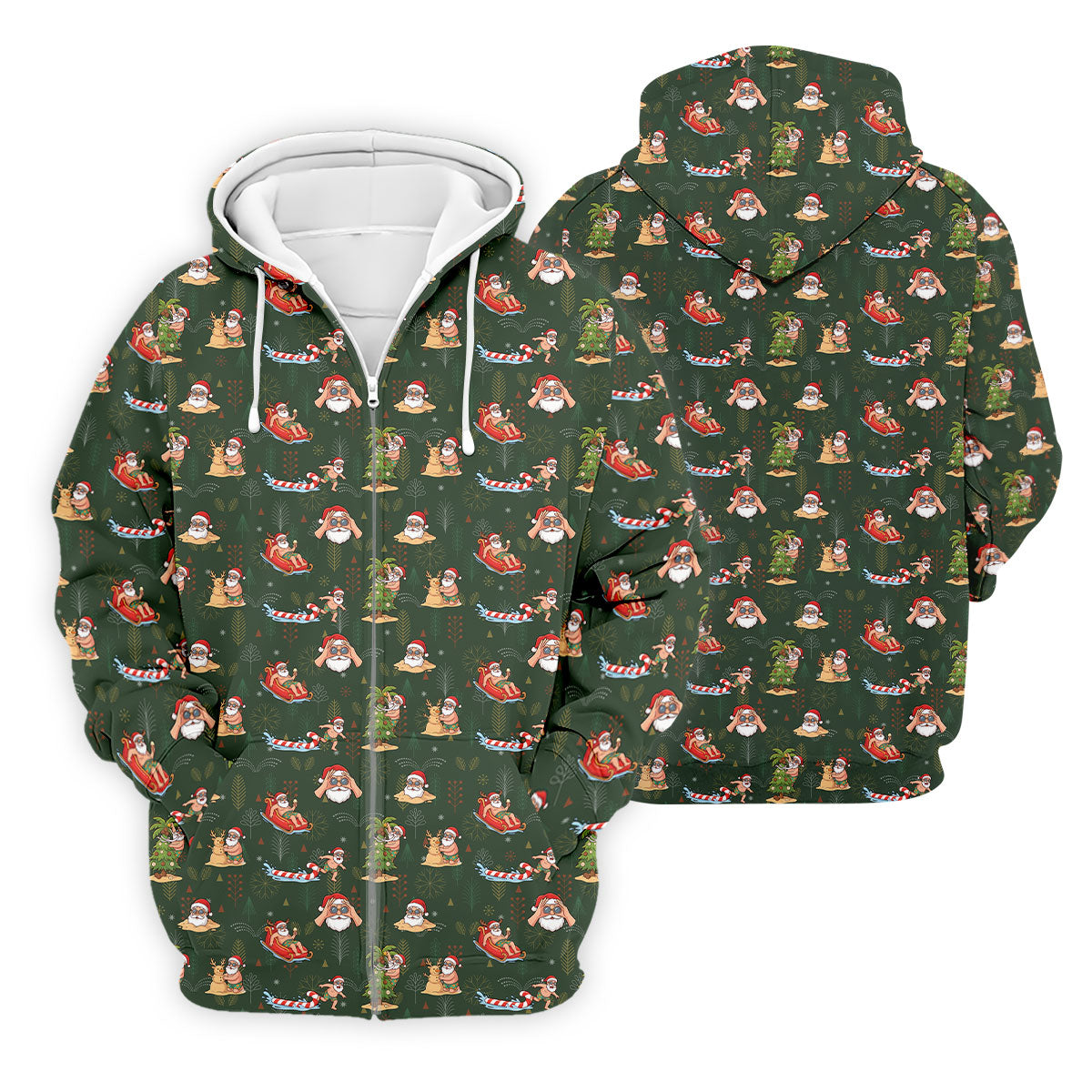 Funny Santa Summer Christmas Pattern Polo Shirt, Mens Golf Polo, Golf Shirts For Men