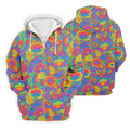 Vintage Psychedelic Floral Pattern Hawaiian Golf Shirt, Mens Golf Shirts, Golf Polo Shirts For Men