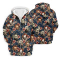 Gothic Floral Clown Doll Mask Hawaiian Polo, Golf Shirt For Men