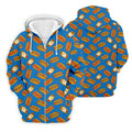 Blue Hot Dog And Fried Egg Pattern Golf Shirt, Hawaiian Golf Shirt, Mens Golf Shirts, Golf Apparel For Men