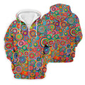 Colorful Abstract Circle Pattern Polo Shirt, Printed Golf Shirts, Hawaiian Golf Shirt, Mens Polo Shirts