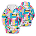 Memphis Pattern Golf Shirt, Retro 80s Geometric Color Block Design, Golf Shirt For Men