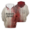 Bloody Problem Solved Men's Golf Shirts, Halloween Golf Shirt, Halloween Theme Shirts, Fun Golf Shirts For Mens