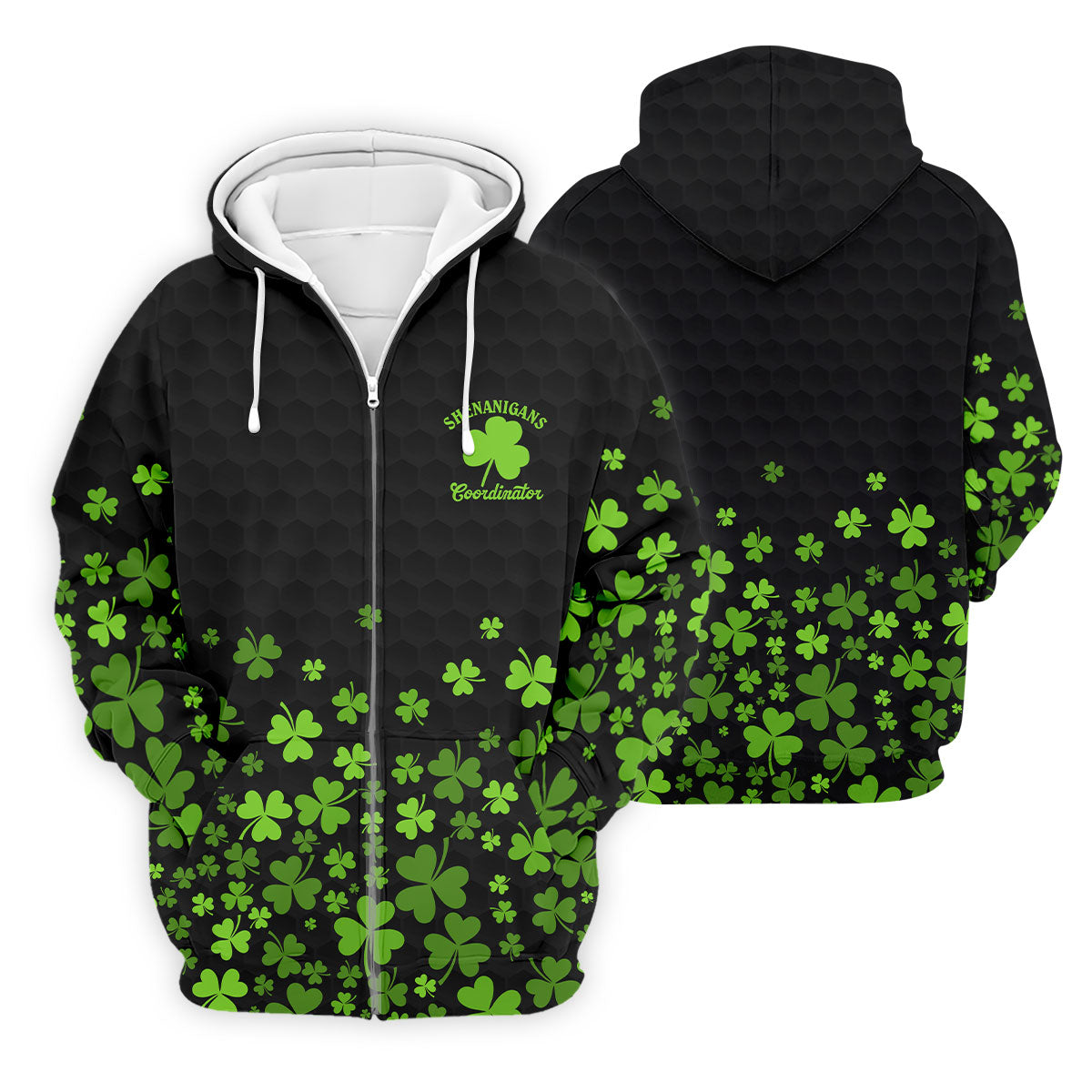 Shenanigans Coordinator Golf Ball Pattern St Patrick Day Black Golf Shirt, Golf Tops For Men, Golf Shirts For Men