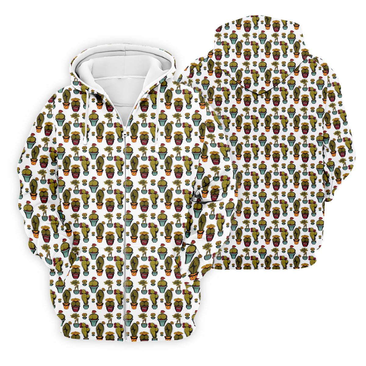 Funny Potted Cactus Pattern Men's Golf Polo Shirt, Adult Humor Golf Apparel For Men, Printed Golf Shirts