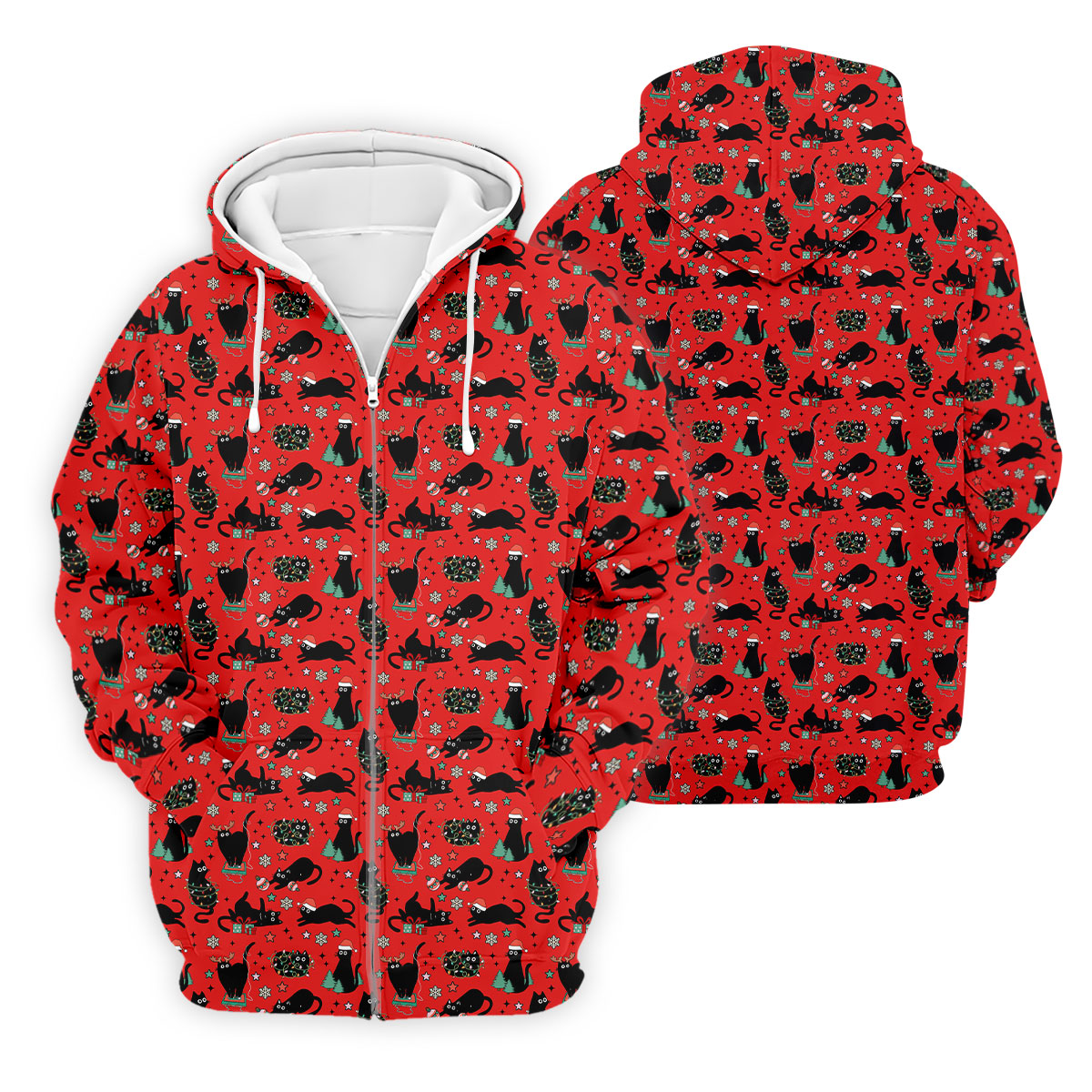 Xmas Black Cat Red Golf Shirt, Polo Shirts For Men, Christmas Golf Shirt, Golf Gift For Men, Christmas Golf Gift