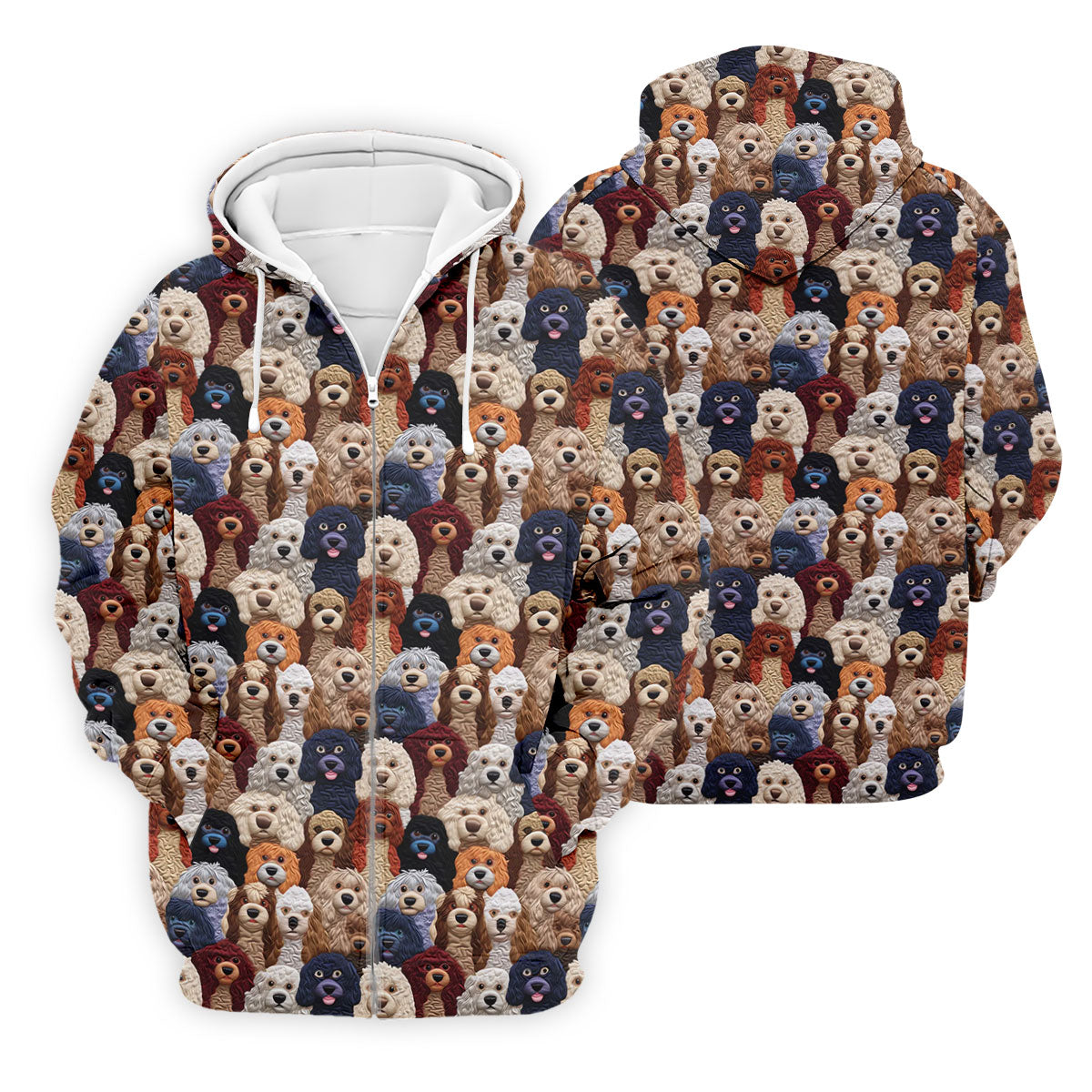 Cartoon Poodle Dog Men's Golf Polo Shirts, Gifts For Dog Lovers, Polo Shirts For Men