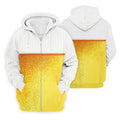 Cold Beer Print Men's Golf Polo Shirt, Beer Glass Pattern Design, Golf Shirts For Men
