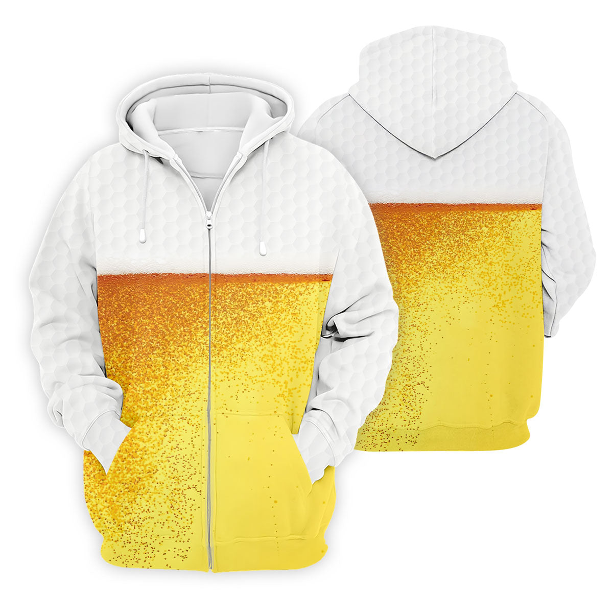 Cold Beer Print Men's Golf Polo Shirt, Beer Glass Pattern Design, Golf Shirts For Men