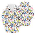 Cartoon Cat Golf Shirt, Colorful Doodle Cat Pattern, Polo Shirts For Men