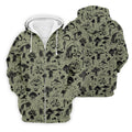 Vintage Mushroom Sketch Pattern Hawaiian Golf Shirt, Printed Golf Shirts, Golf Apparel For Men