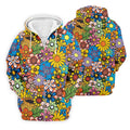 Multicolor Retro Flower Power Golf Shirt, Mens Golf Polo, Hawaiian Golf Shirt, Golf Apparel For Men