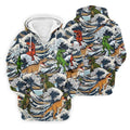 T Rex Surfing Great Wave Golf Polo Shirt, Men's Golf Shirt, Printed Golf Shirts