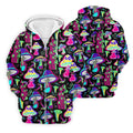 Black Neon Mushroom Pattern Golf Shirt, Mens Golf Polo, Golf Apparel For Men, Printed Golf Shirts