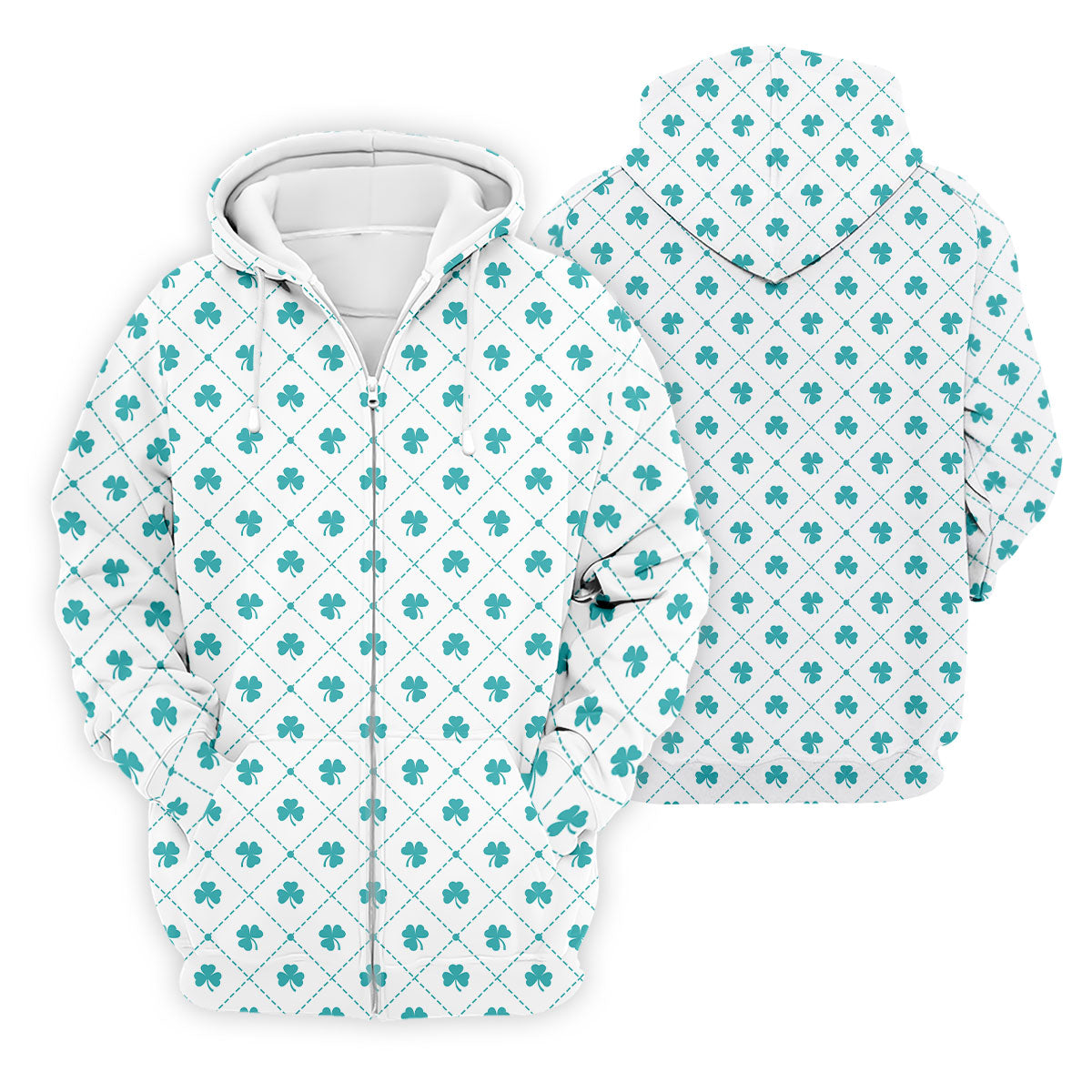 Grid Pattern Shamrock Golf Shirt, St Patrick's Day Golf Tops For Men, Golf Shirts For Men, Polo Shirts For Men
