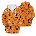 Black Cat and Pumpkin Halloween Polo Shirt, Golf Polo Apparel, Mens Golf Outfit