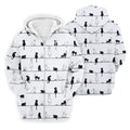 Cute Black and White Cats Pattern Golf Shirt, Men's Golf Shirt, Golf Polo Shirts For Men