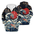 Japanese Dragon Koi Wave Hawaiian Golf Shirt, Mens Golf Apparel, Golf Polo Shirts For Men