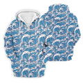 Blue Ocean Wave Pattern Golf Shirt, Hawaiian Golf Shirt, Mens Golf Shirts, Golf Apparel For Men
